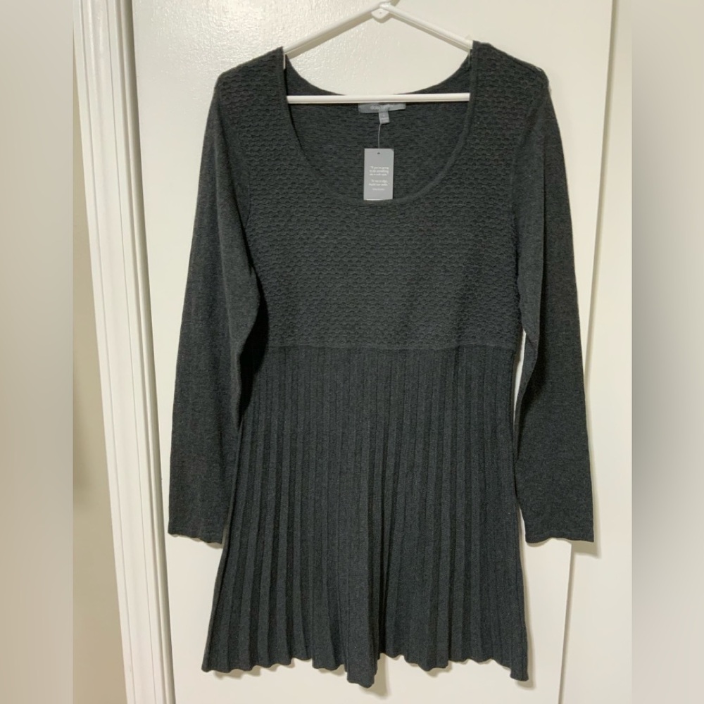 Daisy Fuentes Swing Gray sweater Dress with pleats